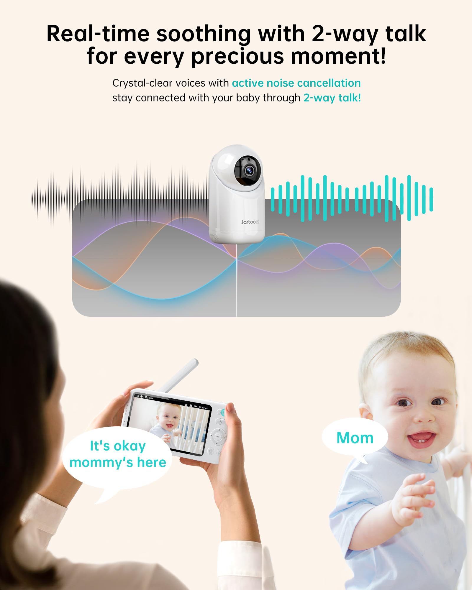 2K Video Baby Monitor with Camera and Audio, 3000ft Long Range Baby Monitor No WiFi 5.5
