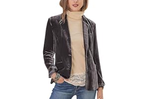 MINTLIMIT Women's Casual Velvet Blazer Notched Lapel Button Front Jacket Long Sleeve V Neck Jackets Coat Blazers
