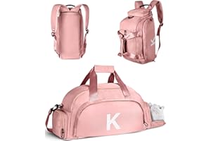 Vogewood Stocking Stuffers for Teen Girl-Gifts for Teenage Girls, Gym Bags with Shoe Compartment, Dance Bag for Girls, Kid Overnight Bags, Ballet Sport Gymnastics Cheer Travel Duffle Tote (Letter K)