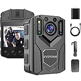 SYDYAM 2K Body Camera with Audio and Video Recording, 8-12H Battery, Night Vision Bodycam with Type-C Interface, OTG, Police Body Cam for Police Hiking Meeting Security Guard Daily Patrol (No Card)