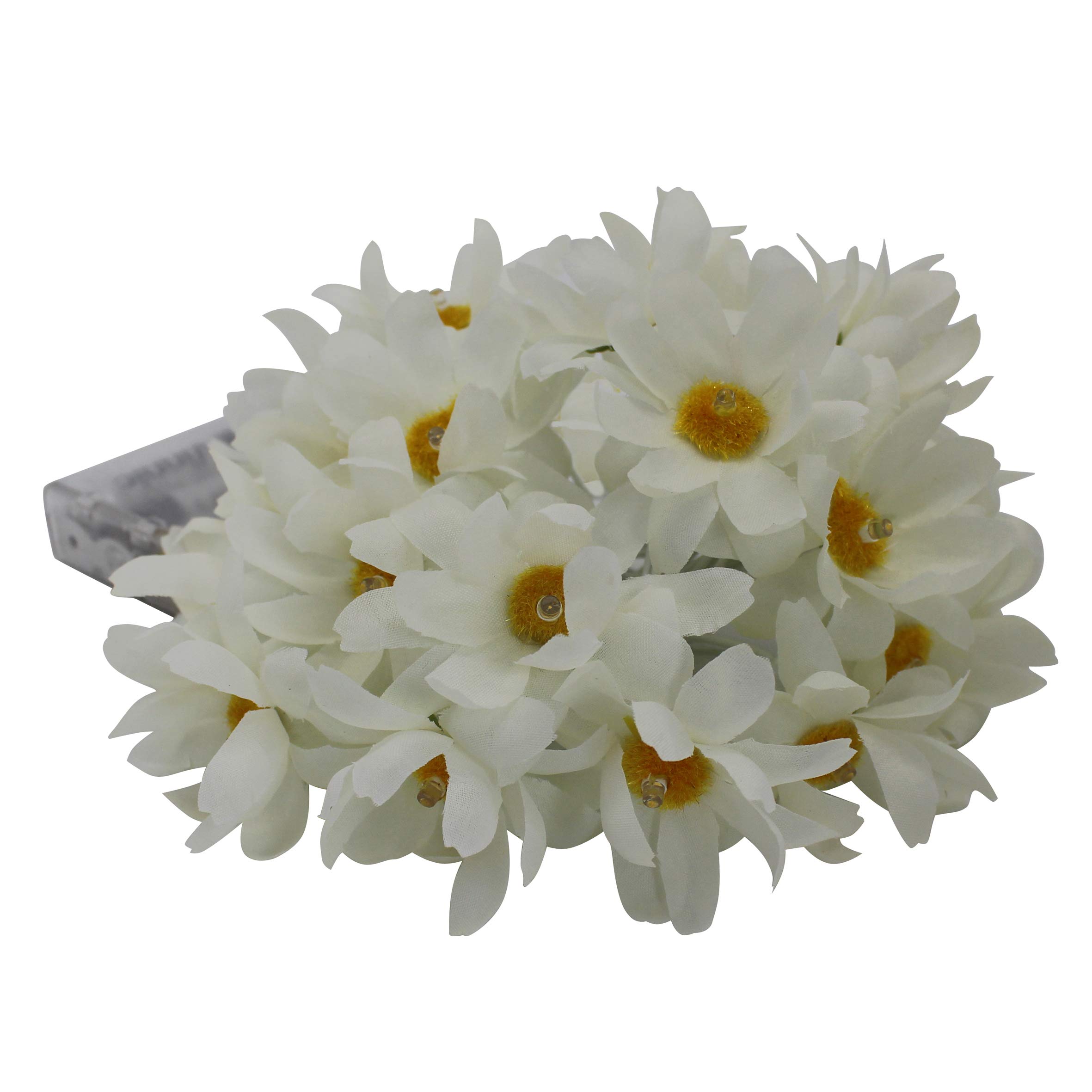 CVHOMEDECO. White Daisy String Lights Artificial Silk Flowers Battery Powered w/Timer Fairy Starry Lights for Home Wedding Birthday Party Décor, 8 ft/20 LEDs