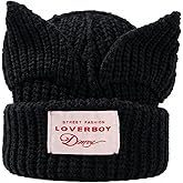 Cat Ear Beanie Y2K Cute Knit Hat with Ears Warm Crochet Hat Skull Cap for Women Men