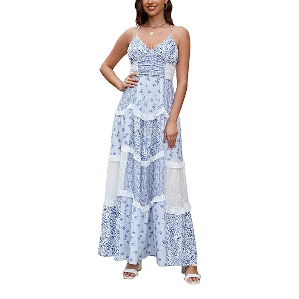 Amazon.com: GUCURIN Women Floral Maxi Dress Spaghetti Strap