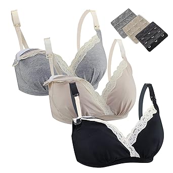FeelinGirl 3-er Pack Damen Atmungsaktive Spitze Nahtlose Schwangerschafts Still-BH ohne Bügel Umstandsmode Unterwäsche
