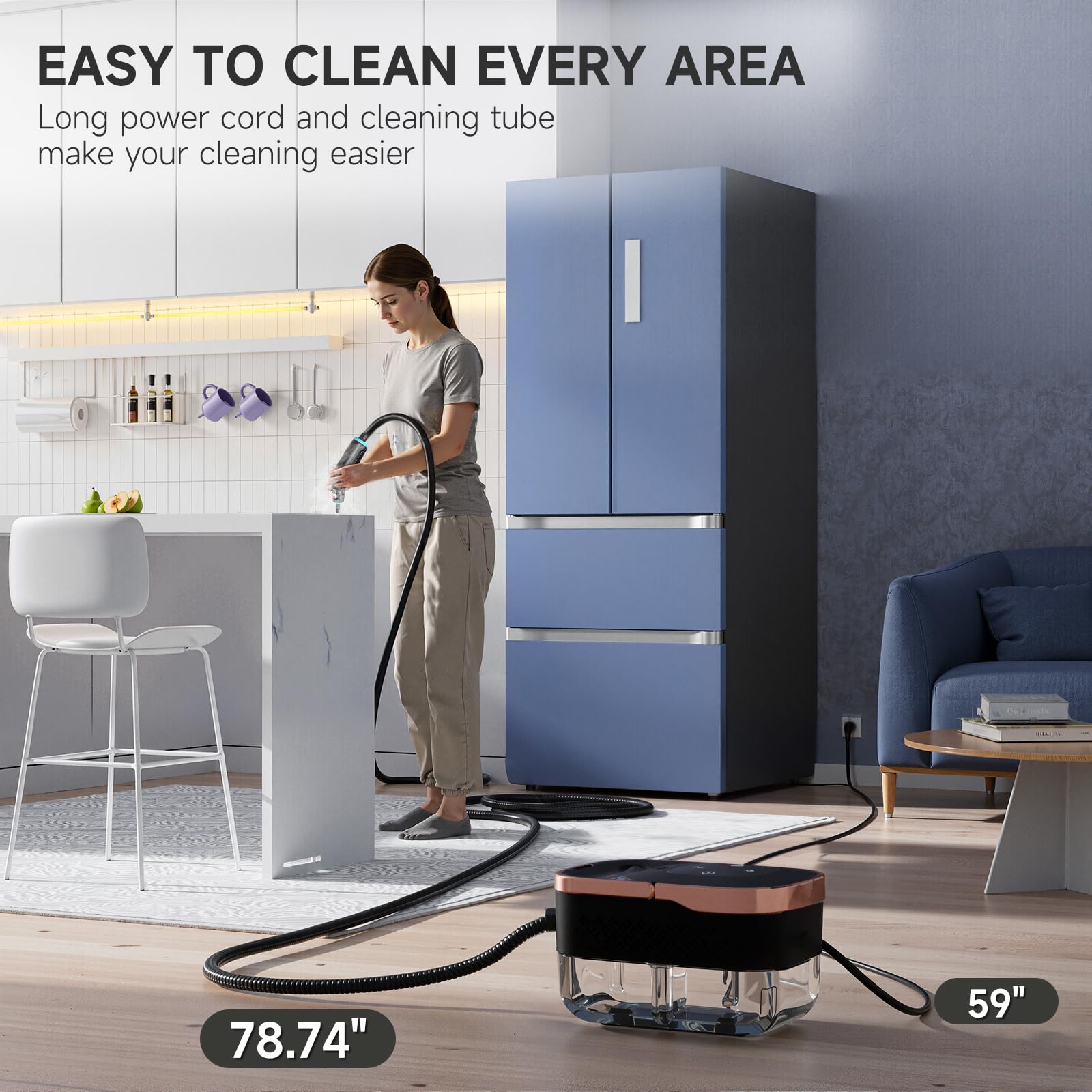 Goodtrust Steam Cleaner, Portable Steamer for Cleaning, Multipurpose Cleaning Steamer with Replacement Heads for Home, Dirt, Grease, Grout, Tile,Floor, Car Detailing