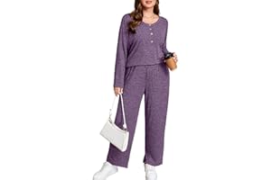 AusLook Plus Size Women's 2 Piece Sets Loose Wide Leg Pant Long Sleeve Top Matching Sets Tracksuit 2025 Vacation Loungewear