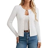 GRACE KARIN Knit Cardigan Sweaters, Long Sleeve Lightweight Sweater, Button Open Front Cropped Cardigans
