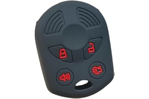 RUNZUIE 4 Buttons Silicone Remote Key Fob Cover for Ford Escape Explorer Mustang Transit Fusion Focus Lincoln Zephyr Mercury Grand Marquis (Black with Red)