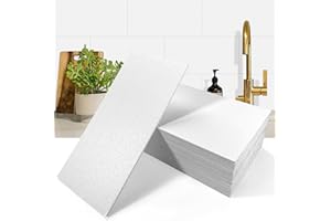 MOONFUN 50-Pieces Thick PVC Subway Tile,4"x 8" Peel and Stick Backsplash Wall Tiles,White Self-Adhesive Backsplash for Kitchen,Bathroom,Living Rooms,Fireplace,RV(11.11 Sq. Ft. Coverage)