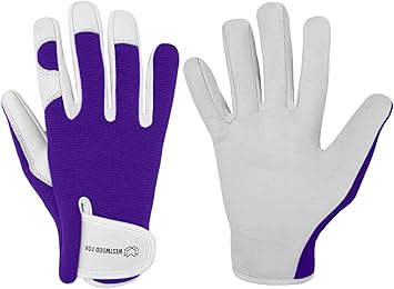 Guantes de jardiner/ía de Cuero para Mujer y Hombre Guantes de Trabajo para jard/ín Rosa a Prueba de Espinas