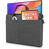 24 Inch Portable Monitor Case, 23.8-24 inch Laptop Protective Carrying Cover with PU Handle, Large Accessory Pocket and Water Resistant for Travel Monitor Bag Display Screen Sleeve, Black