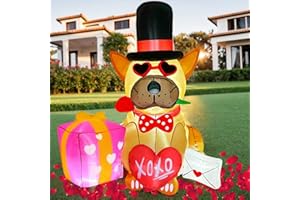 Dearsun 5FT H Valentine's Day Inflatable Outdoor Decoration, Lovely Puppy Valentines Inflatable with Build-in LED Lights for Wedding Valentine's Day Party,Adorable Sweet Valentines Gift