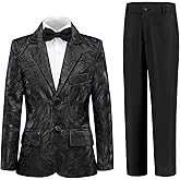 Boy Suits Formal Tuxedo Wedding Prom Suit for Teens Boys Jacquard Suits 3 Piece Blazer Jacket Pants Set with Bow Tie 2t-20