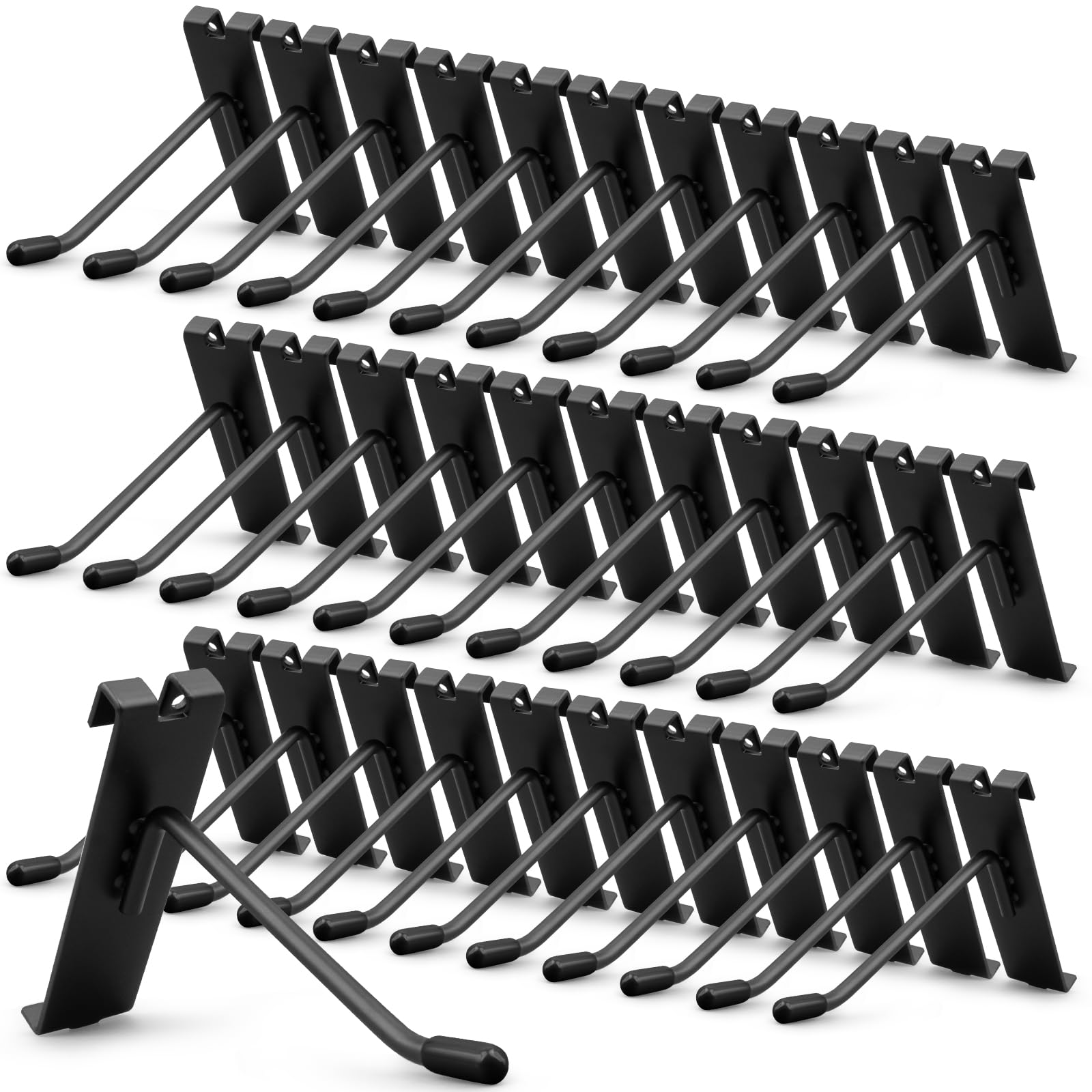 YFNVH 50 Pcs Gridwall Hooks, Display Hook for Grid Wall, Grid Panel Hanging Hooks, Heavy Duty Metal Gridwall Peg Organizer for Garage Shop Retail Home Storage, Black (5x9x2.5cm)