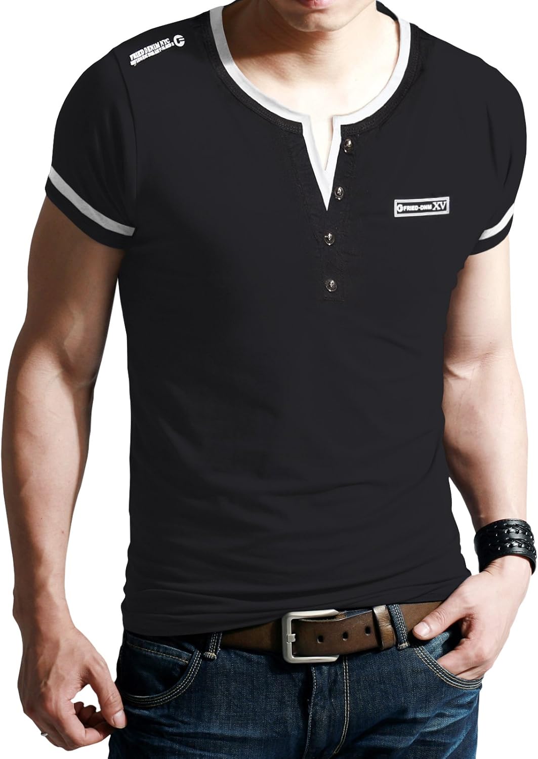 FRIED-DENIM Mens Stretchy Premium Slim Fit Sport Henley Shirt: Buy Online at Best Price in UAE 
