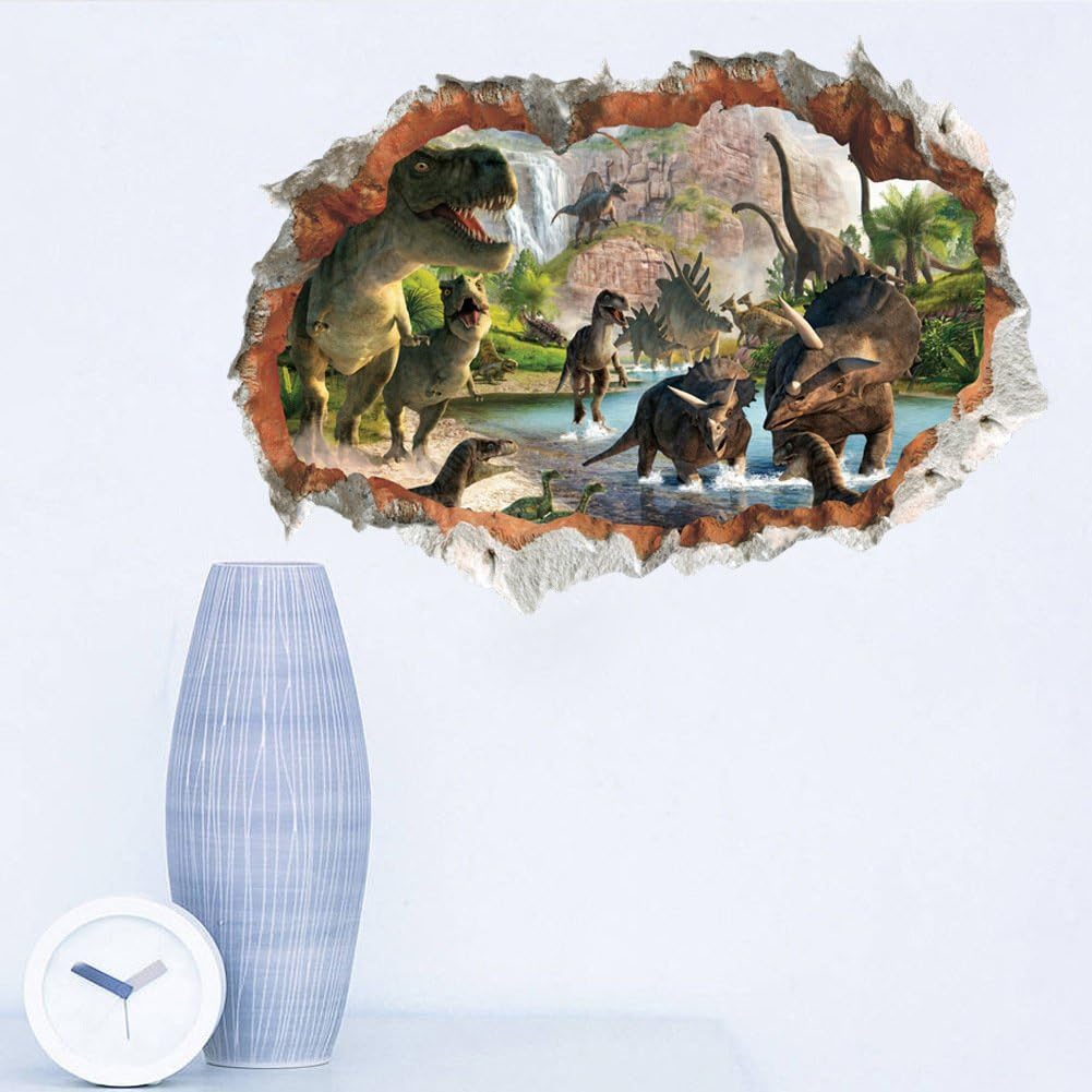 ufengke® Dinosaurs Broken Wall Wall Decals, Children'S Room Nursery Removable Wall Stickers Murals, Multicolor