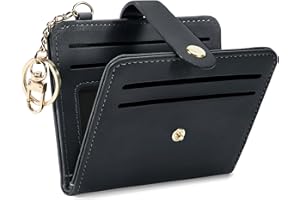 Airkit Small Wallets Woman RFID Blocking Leather Credit Card Holder - with ID Window - Card Wallets for Women - with Zipper Coin Purse - Keychain Wallet