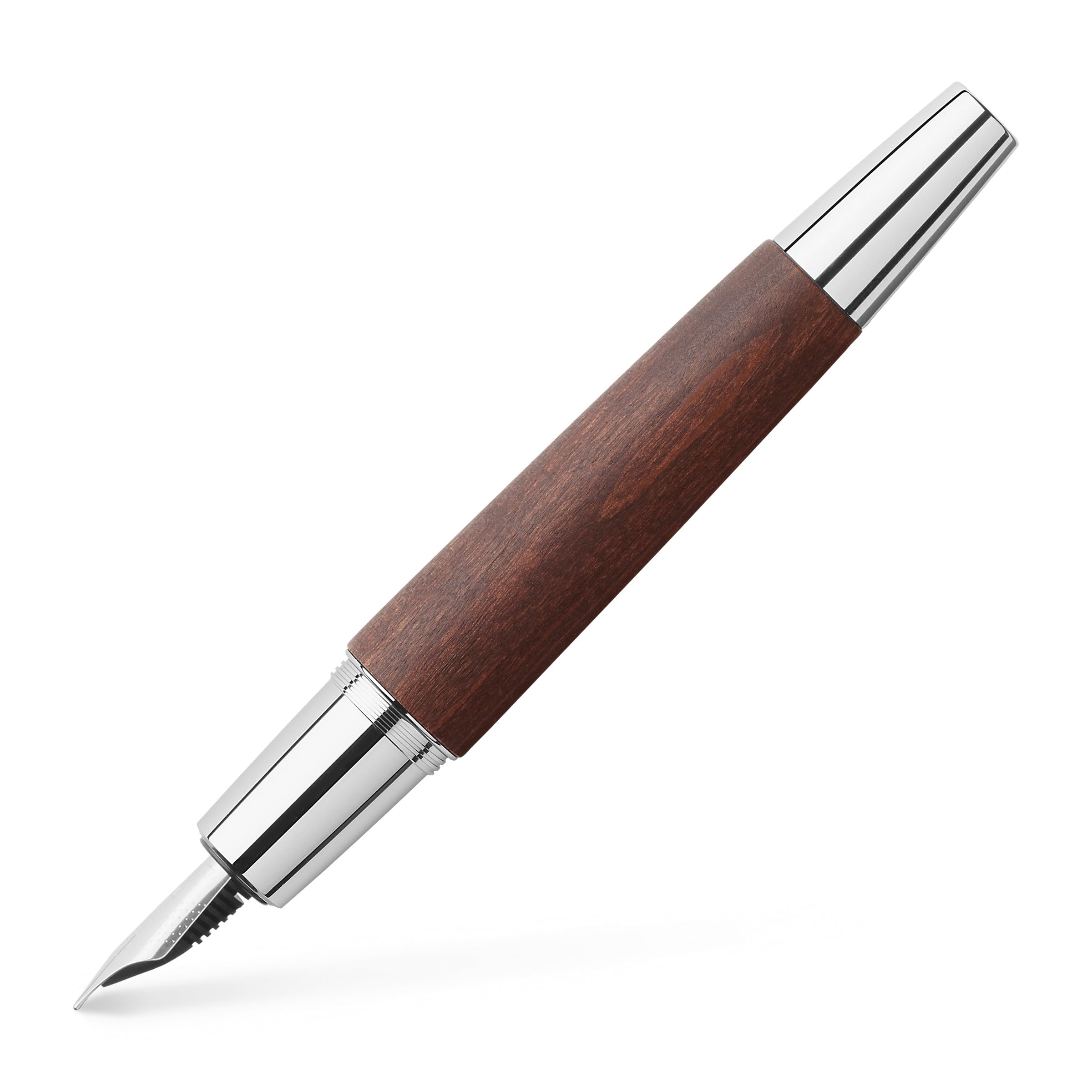Faber-Castell F148213 E-MOTION FOUNTAIN PEN DARK BROWN B breit (B),Pear wood dark brown.