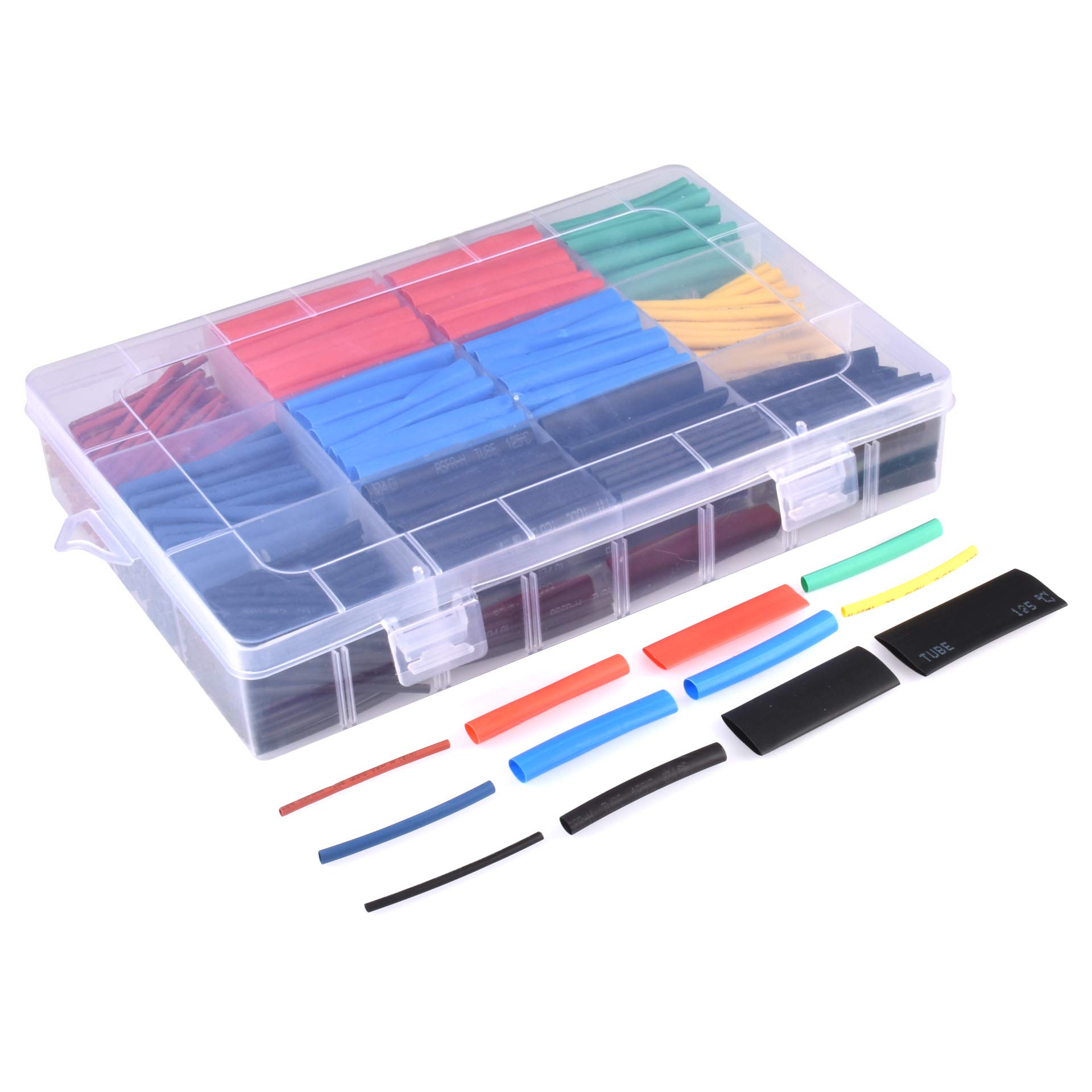 KATUR 560Pcs Heat Shrink Tubing 2:1, Polyolefin Electrical Wire Cable Wrap Assortment Electric Insulation Heat Shrink Tube Kit with Plastic Case (5 colors/12 Sizes)