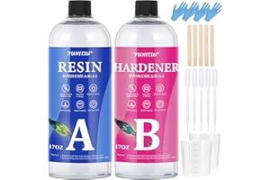FUHITIM Epoxy Resin 34OZ - Epoxy Resin Kit, Crystal Clear Epoxy Resin Kit - Not Yellowing, No Bubble, Self Leveling, High-Gloss, Casting & Coating for DIY Jewelry Making of The Art Resin & Epoxy (17OZ x 2)
