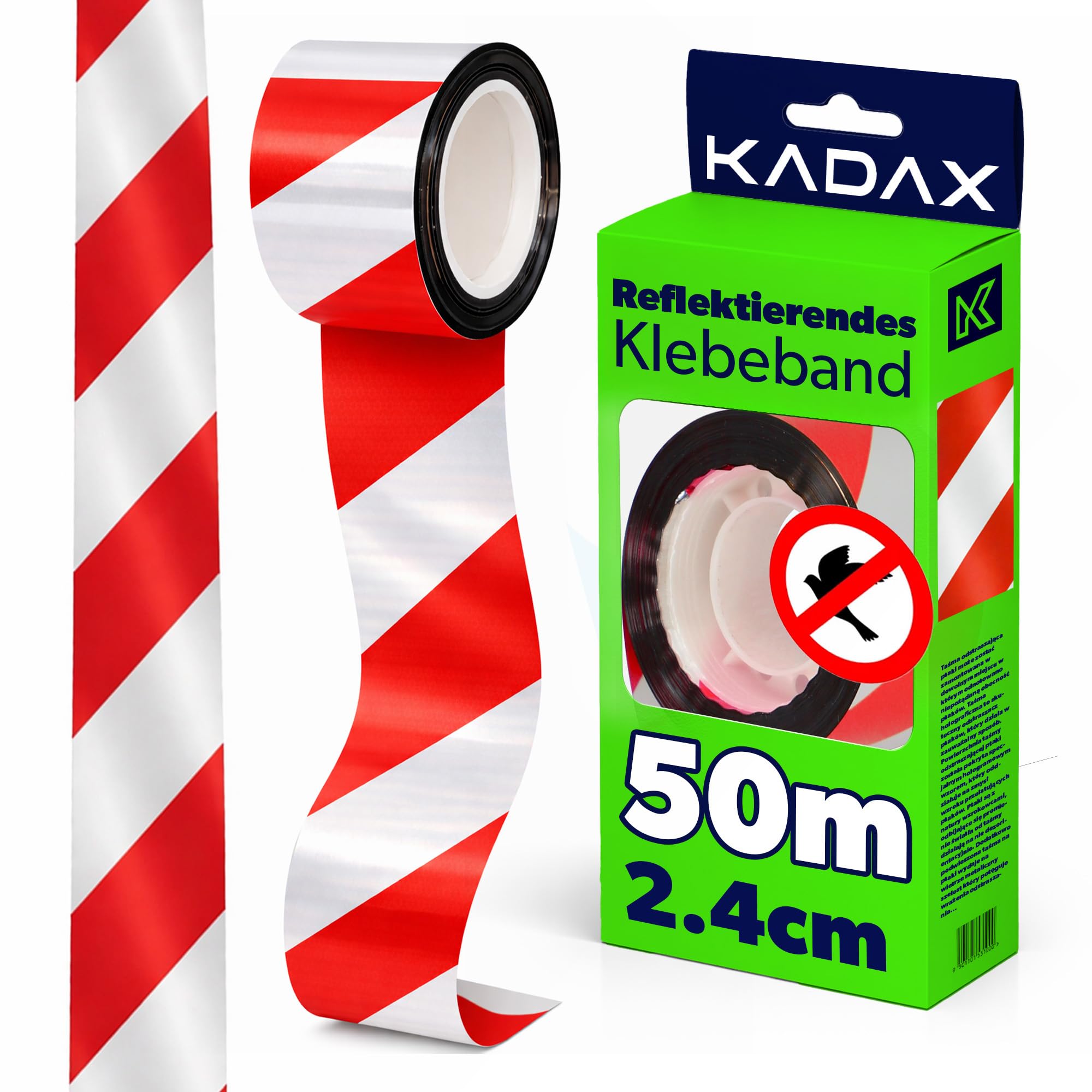 KADAX Bird Repellent Tape, 50m Hologram Tape, Deterrent Tape, Reflective Tape, Bird Tape for Deterrent, Bird Repellent, Bird Deterrent Tape, Bird Deterrent Tape (Red, w:2.4cm)