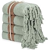 Sand Cloud Turkish Bath Towels Bundle for Bathroom, Set of 4 (Daze, Beige) - Large Size - 100% Certified Organic Cotton Yarn is Lightweight, Soft & Absorbent - Premium Bath & Hand Towels Dry Faster