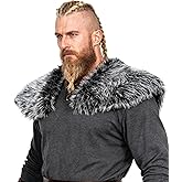 Joukavor Viking Faux Fur Collar Fur Shoulder Wrap Shawl Viking Halloween Costume Men
