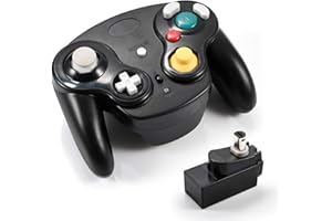 Veanic 2.4G Wireless Gamecube Controller Gamepad Gaming Joystick with Receiver for Nintendo Gamecube,Compatible with Wii (Black)