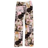 BRIEF INSANITY Cat Print Lounge Pajama Pants for Women & Men - Soft Silky Unisex Sleep Bottoms