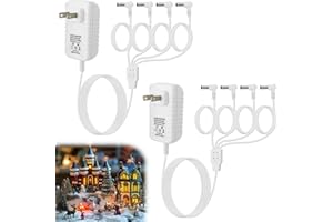 Aulock 2pcs 4.5V Power Adapter Compatible with Lemax Christmas Village Accessories - AC/DC Adapter Replacement for Lemax Village Collection House Light Plug Cord, 4 Outputs
