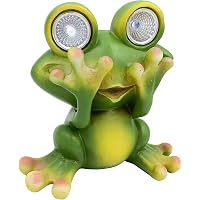 Solar Powered Frog Outdoor LED Garden Light Decor - Green Frog Statue With Solar Light