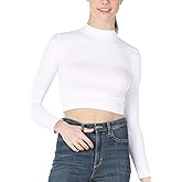 NIKIBIKI Women Seamless Long Sleeve Mock Neck Crop Top, One Size