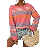 Dokotoo Womens Striped Casual Sweaters 2025 Fall Trendy Loose Fit Knit Pullover Tops