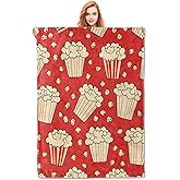 Movie Popcorn Blanket Gifts for Women Girls Adults Kids Soft Warm Lightweight Cozy Cinema Popcorn Theme Throw Blankets for Bed Sofa Couch Living Room Decor 50x60in