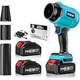 Cordless Leaf Blower, Leaf Blower Cordless with Battery and Charger, Portable Lightweight Handheld Blower, Extended Nozzle, Turbo Jet Blower for Lawn Care, Patio Cleaning, Leaves, Dust (Blue)