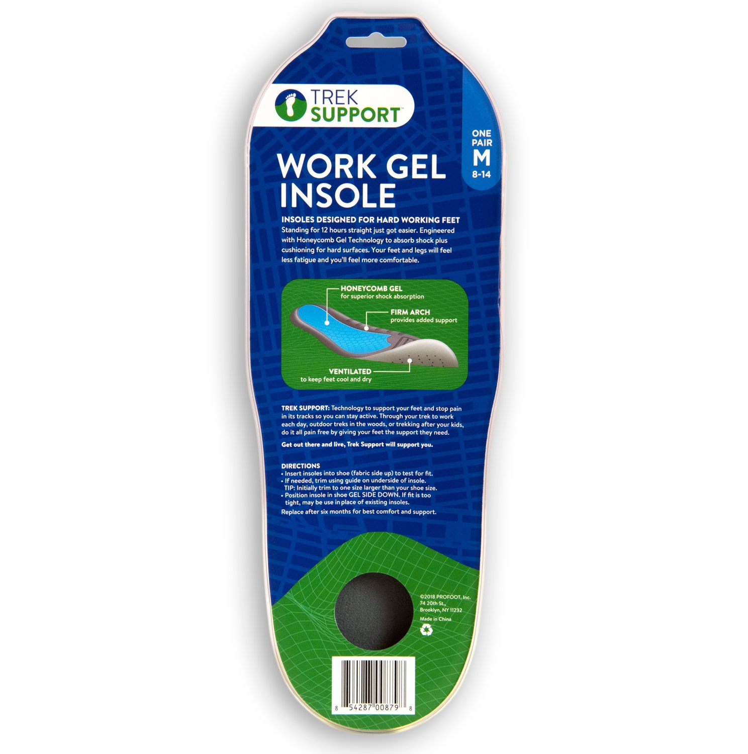 Trek-Support-Work-Gel-Insole-Men-Size-8-14-1-Pair