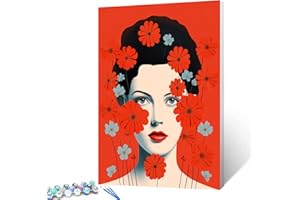 AIHONMIN Vintage Elegant Lady and Flowers Paint by Numbers for Adult Kids and Beginner Colorful Daisy DIY Easy Canvas Oil Painting Acrylic Pigment Kits Retro Style Home Wall Decor Gift 16x20In (Frameless)