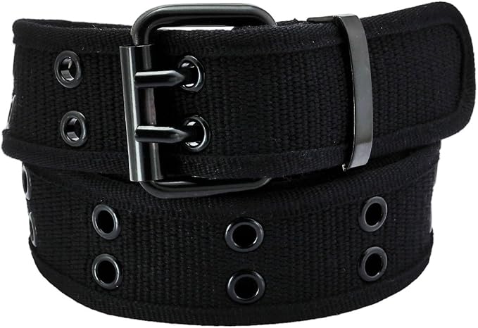 Unisex Adults 40mm Cotton Canvas Belt With Double Grommet Holes - Solid & Camo (Casual/Military Style)
