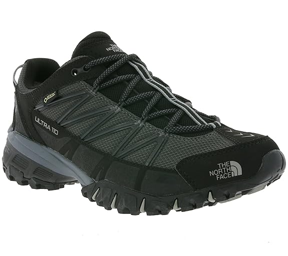 The North Face Mens Ultra 110 Gore Tex Trail Hiking Walking Sneakers - Black/Dark Shadow Gray - 8