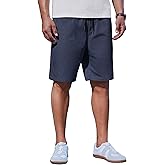 COOFANDY Men Shorts Casual Elastic Waist Chino Shorts Drawstring Summer Casual Twill Shorts, Navy Blue, S