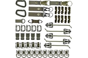 48 Pcs Molle Backpack Attachments Set - LINKPEACE Tactical Gear Clip Kit (Include D-Ring Grimlock Locking,Gear Clip, Webbing 