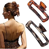 Nalodu Hair Claw Clips 5 Inch XL Unbreakable Glossy Rectangle Square Extra Large Tight Strong Clip Neutral Colors for Thick C