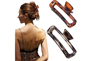 Nalodu Hair Claw Clips 5 Inch XL Unbreakable Glossy Rectangle Square Extra Large Tight Strong Clip Neutral Colors for Thick C