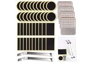 46 Pcs Bike Tire Repair Kit, Bicycle Tire Patch Kit for Bike Tube Puncture Glueless Self-Adhesive Patches with Metal Rasps St