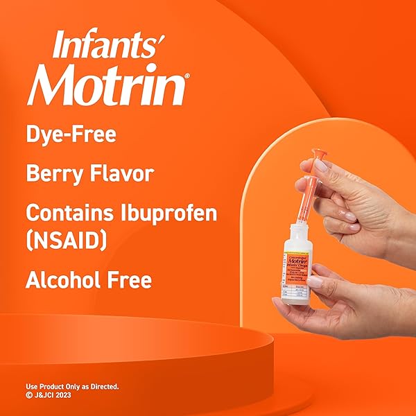 INFANTS’ MOTRIN INFANT IBUPROFEN ORAL SUSPENSION CONCENTRATED DROPS, NSAID FEVER REDUCER & PAIN RELIEVER FOR BABIES, DYE FREE, ALCOHOL-FREE, BERRY FLAVOR, INCLUDES ENCLOSED SYRINGE, 1 FL. OZ