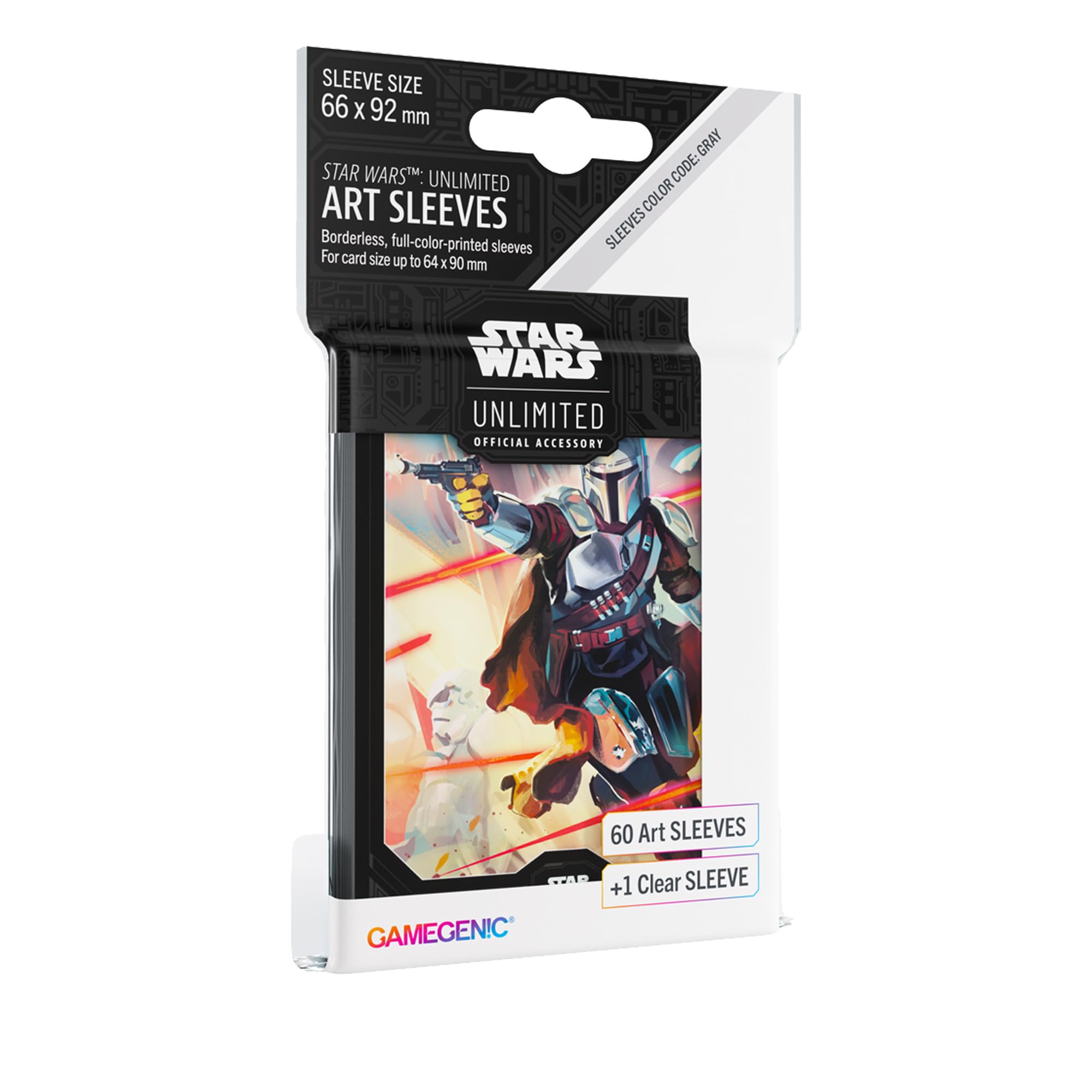 Gamegenic Star Wars Unlimited Mandalorian ART SLEEVES - Officially Licensed Pack of 60 Art Sleeves and 1 Clear Sleeve, Optimised Size for Star Wars Unlimited and Other TCG and LCG Games, Made