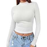 Womens Long Sleeve Crop Top Mock Turtleneck Sexy Slim Fitted Casual Base Layer Lightweight Soft Shirt Going Out Teen Sexy Top