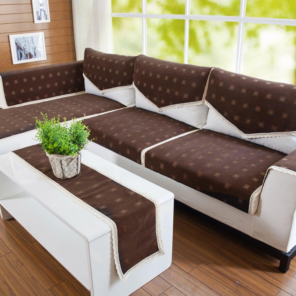 Simple Fabric Sofa mat SolidColored Sofa TowelCoffee Color 90x150cm(35x59inch) Amazon.ca