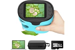 1000X Pocket Microscope for Kids - 4K 2.0" Screen, Digital Mini Scope with Slides Kit, Rechargeable Lab Handheld Portable Mic