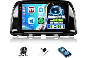 [4G+64G] Android 15 Car Radio for Mazda CX5 2012 2013 2014 2015 with Wireless CarPlay Android Auto,9 inch Touchscreen Car Ste